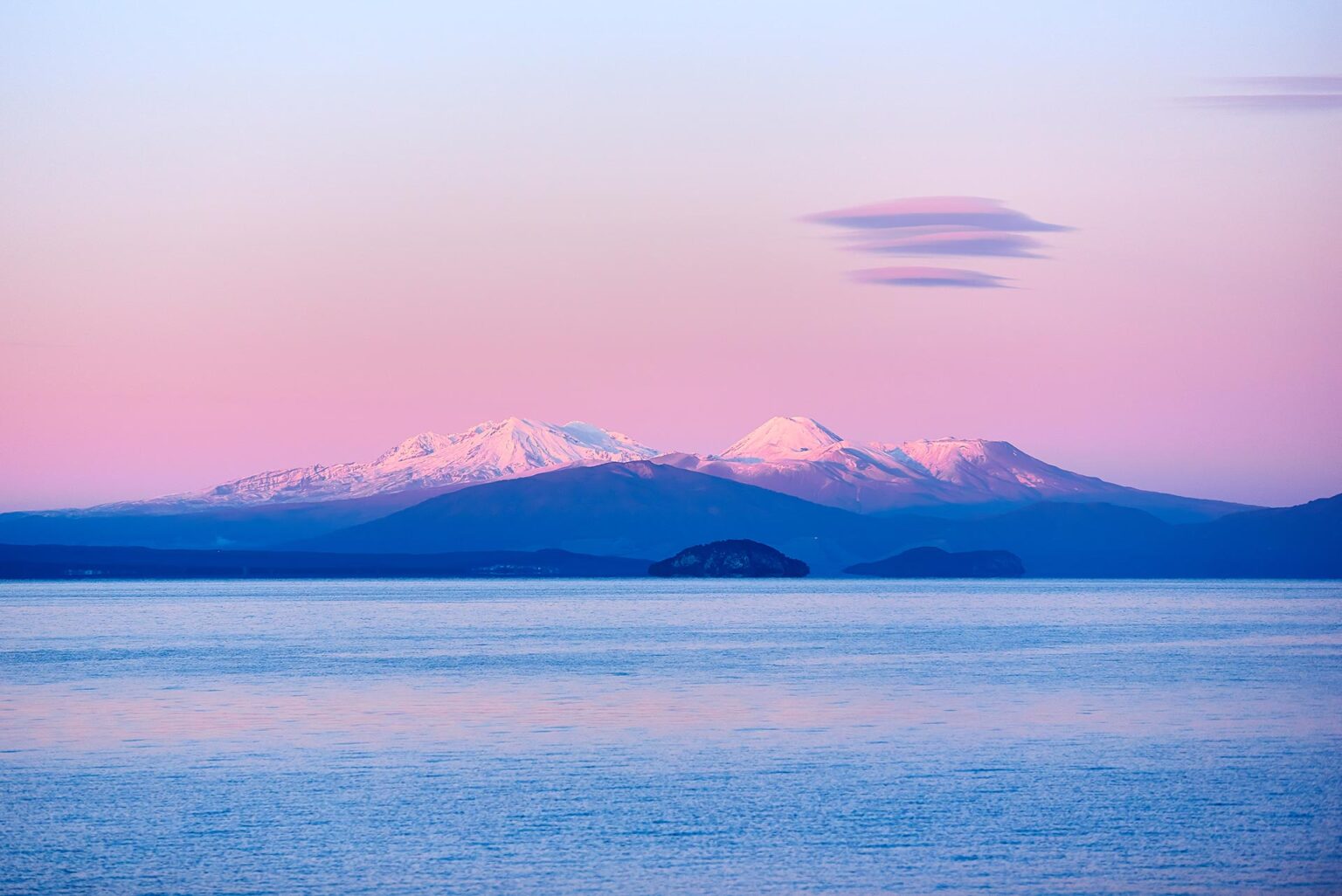 Lake Taupo Mountain Sunrise by Mike Little