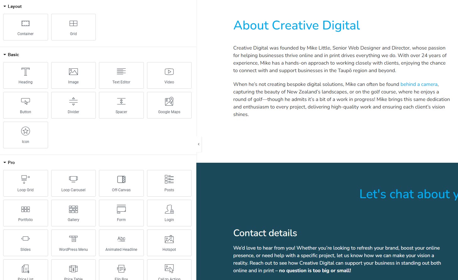 Elementor Pro allows you to visually build your website using simple drag-and-drop tools