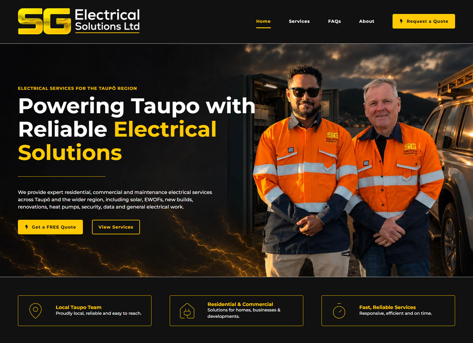 SG Electrical Solutions wordpress/elementor website design and build.